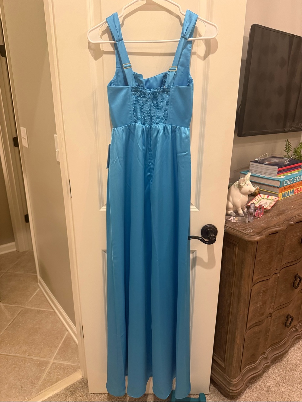 Show Me Your MuMu Square-Neck Maxi Dress in Azure Blue Luxe - Picture 8 of 8